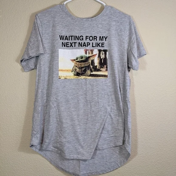 Star Wars Baby Yoda Naptime Manalorian Grey T-Shirt - Picture 5 of 5